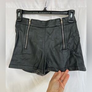 Zara Faux Leather Shorts Zippers High Waisted Womens Size XS